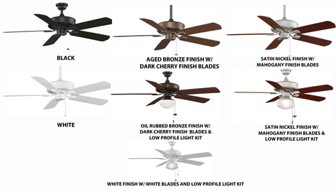 Fanimation Edgewood Wet Location Ceiling Fan Choose From Many Colors!